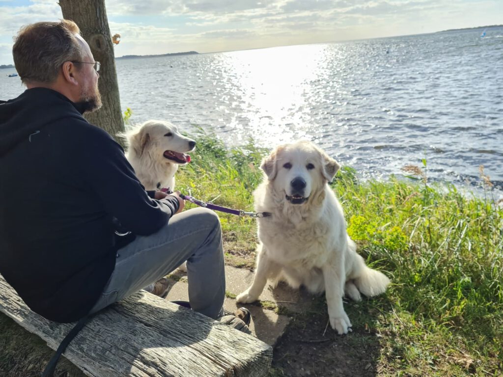 Brise Seetang - Belle, Amelie und Herrchen beim relaxen